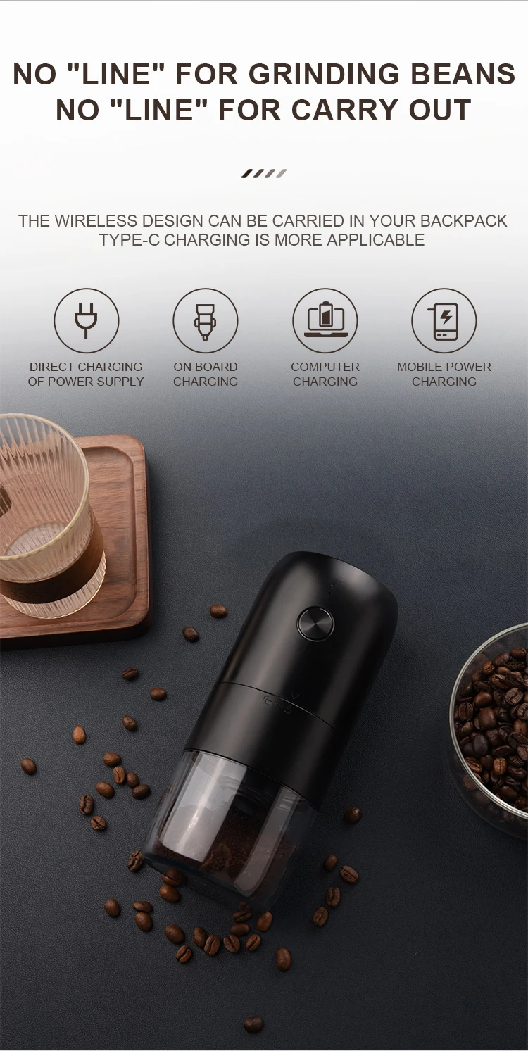 Wholesales USB Recharge portable Adjustable Electric Coffee Grinder