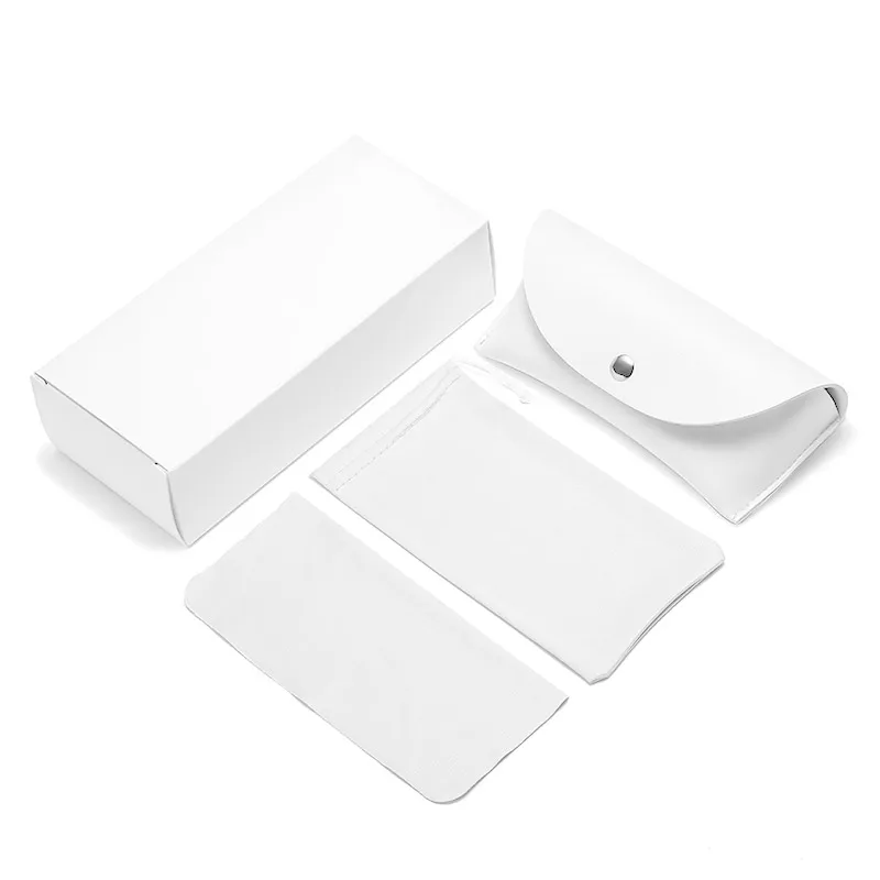 Lower Price  2022 Luxury White Sunglasses Case Custom Logo PU Leather Case for Glasses