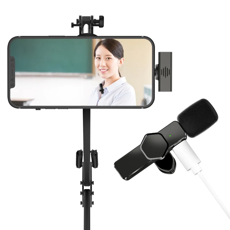 2.4g Wireless Lavalier Microphone System Video Mic Microphone For Singing Studio Recording Mic Microphone Set For Studio