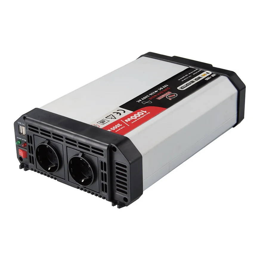 1000W  (2000W Surge) DC 12/24V To AC 100/240V Pure Sine Wave Power Inverter RV Inverter with Output short circuit
