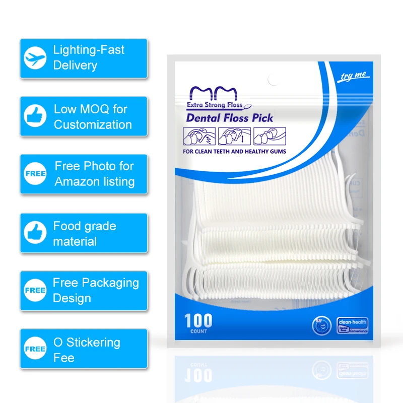 ISO Approved Private Label Disposable Sustainable Y Shape Toothpick Stick  Dental Floss Picks