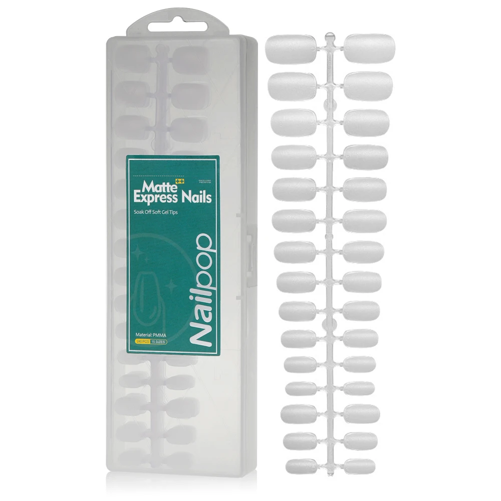 Nailpop 240 шт. Ультра Матовый Мягкий гель для наращивания ногтей предварительно сформированный французский стиль не требуется 15 искусственных легкий палец