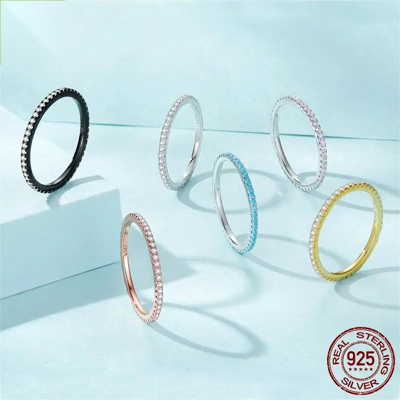 Rainbowking Light luxury wind 925 silver ring Europe and the United States personality simple fine jewelry ring for women