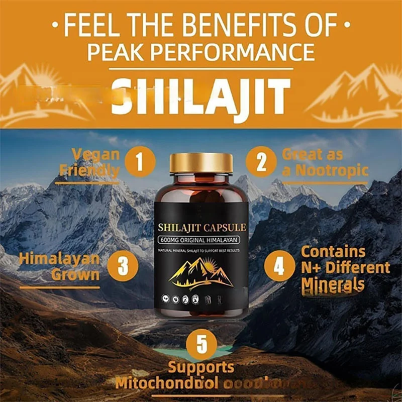 Pure Himalayan Shilajit Capsules Shilajit Resin Tablet Capsules Healthcare Supplement With Powerful Nutrients Boosting Energy