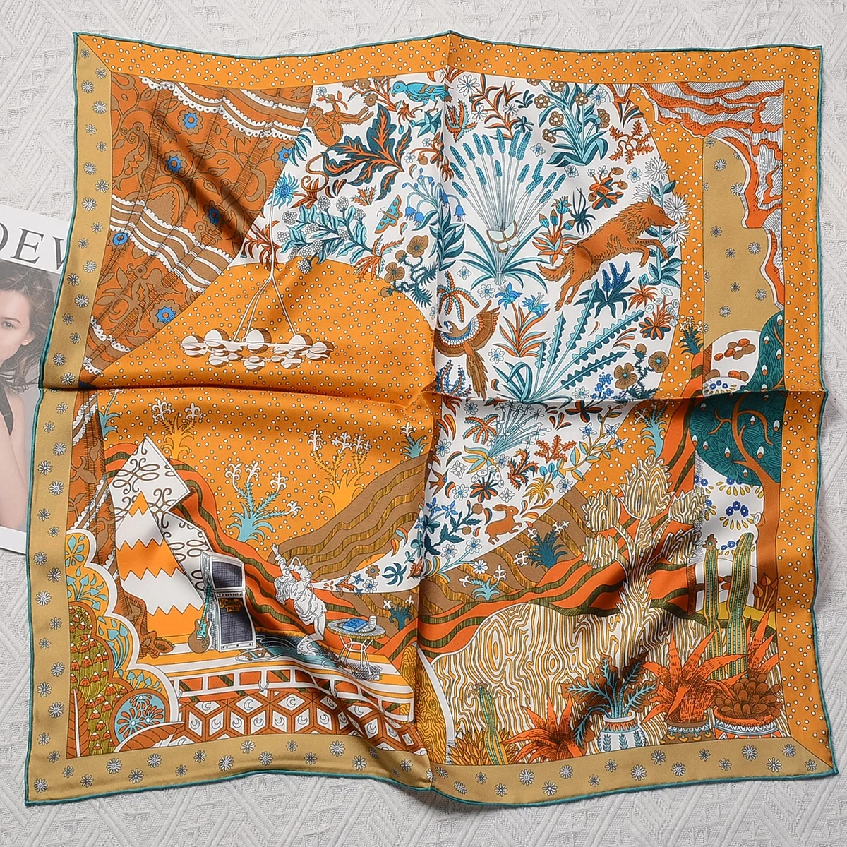 Custom Digital Printing Square Silk Scarves 100% Silk Scarf Printed Logo Double-sided Print Women head scarf