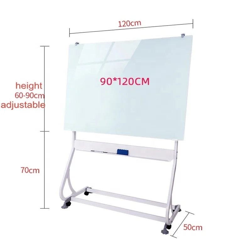 Glossy doublesided magnetic mobile whiteboard with stand for classrooms with fast shipment