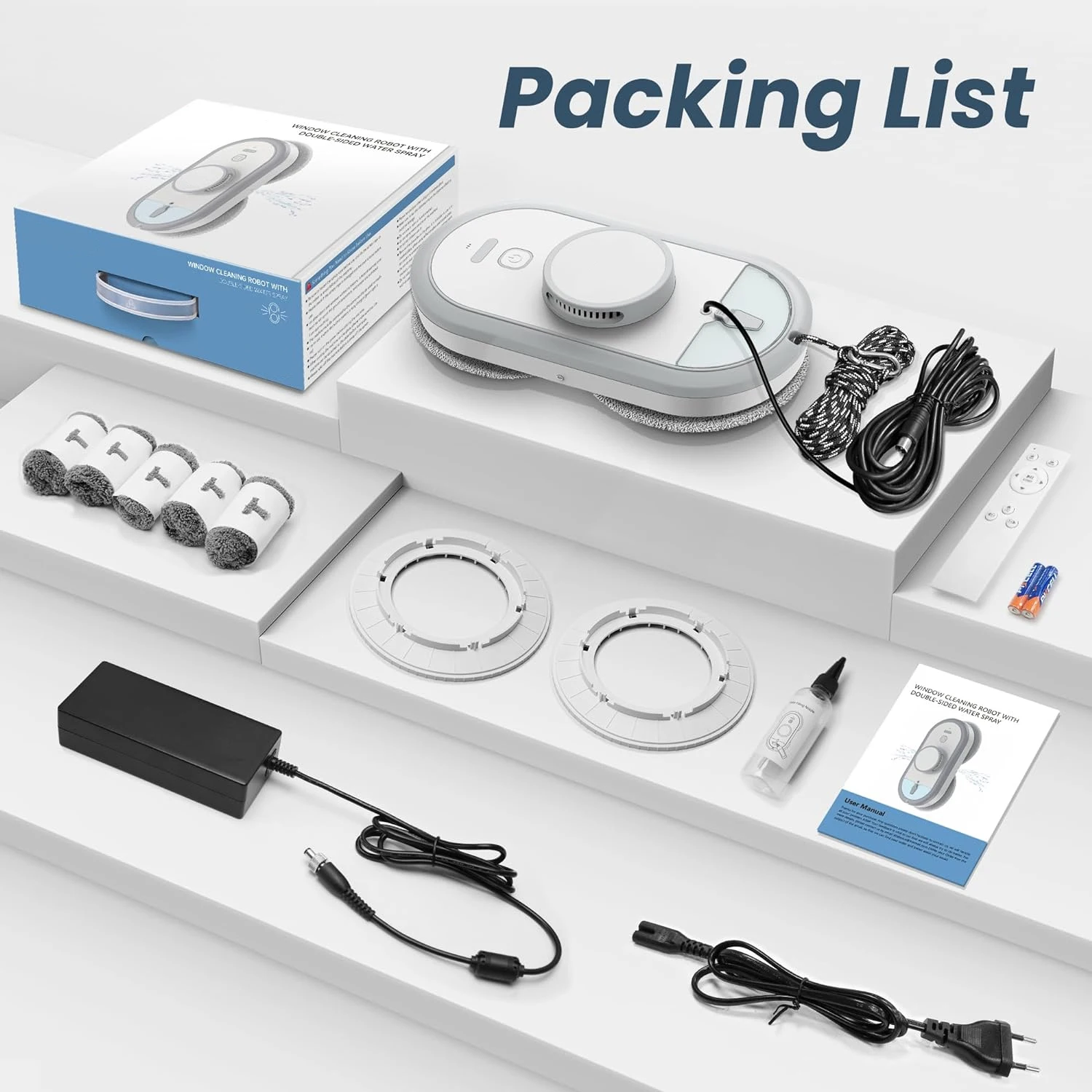 X5S-DS Strong Suction Anti-Falling Window Cleaning Robot with Auto Dual Water Tank Sprayer for Cleaning Glass Home Office