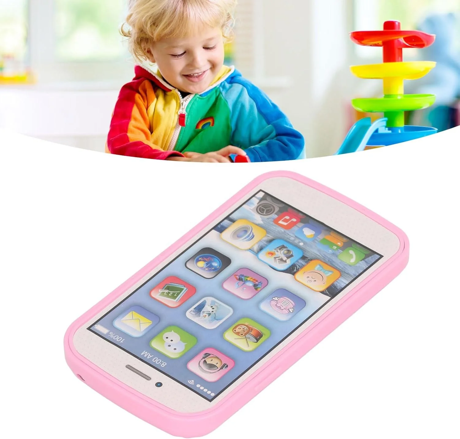 Baby Cell Phone Toy, Touch Screen Mobile Toy, Kids Learning Toy Play Cell Phone with Music