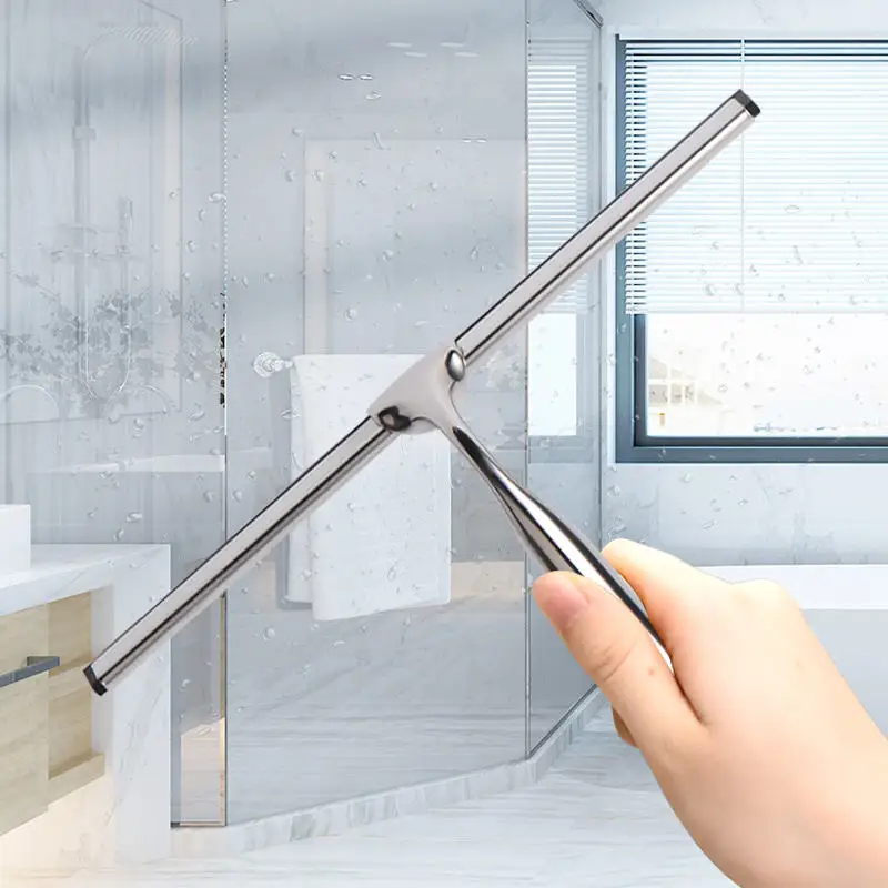 10 Inch Stainless Steel Window Squeegee Shower Cleaning Wiper with Adhesive Hook Glass scraper cleaner Cleaning tool