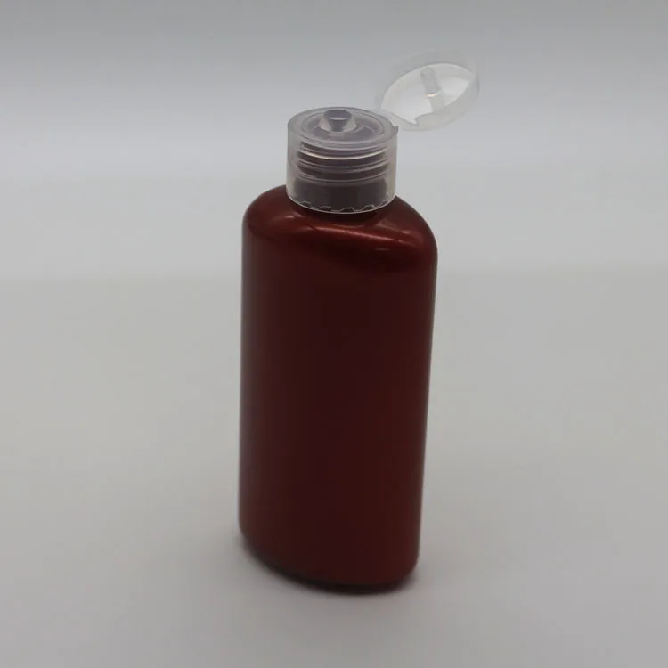 OEM Wholesale 2025 PET 80ml Plastic Bottles Flip Oval Flat Design with Pump Seal Shampoo Perfume Lotion Packaging PP Material