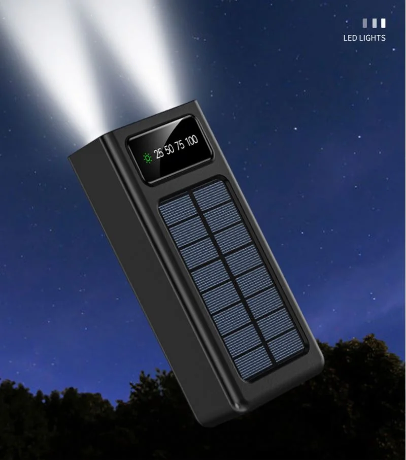 Waterproof Foldable Solar Power Bank 20000mah 30000mah  Portable Solar Cell Phone Charger with LED Light