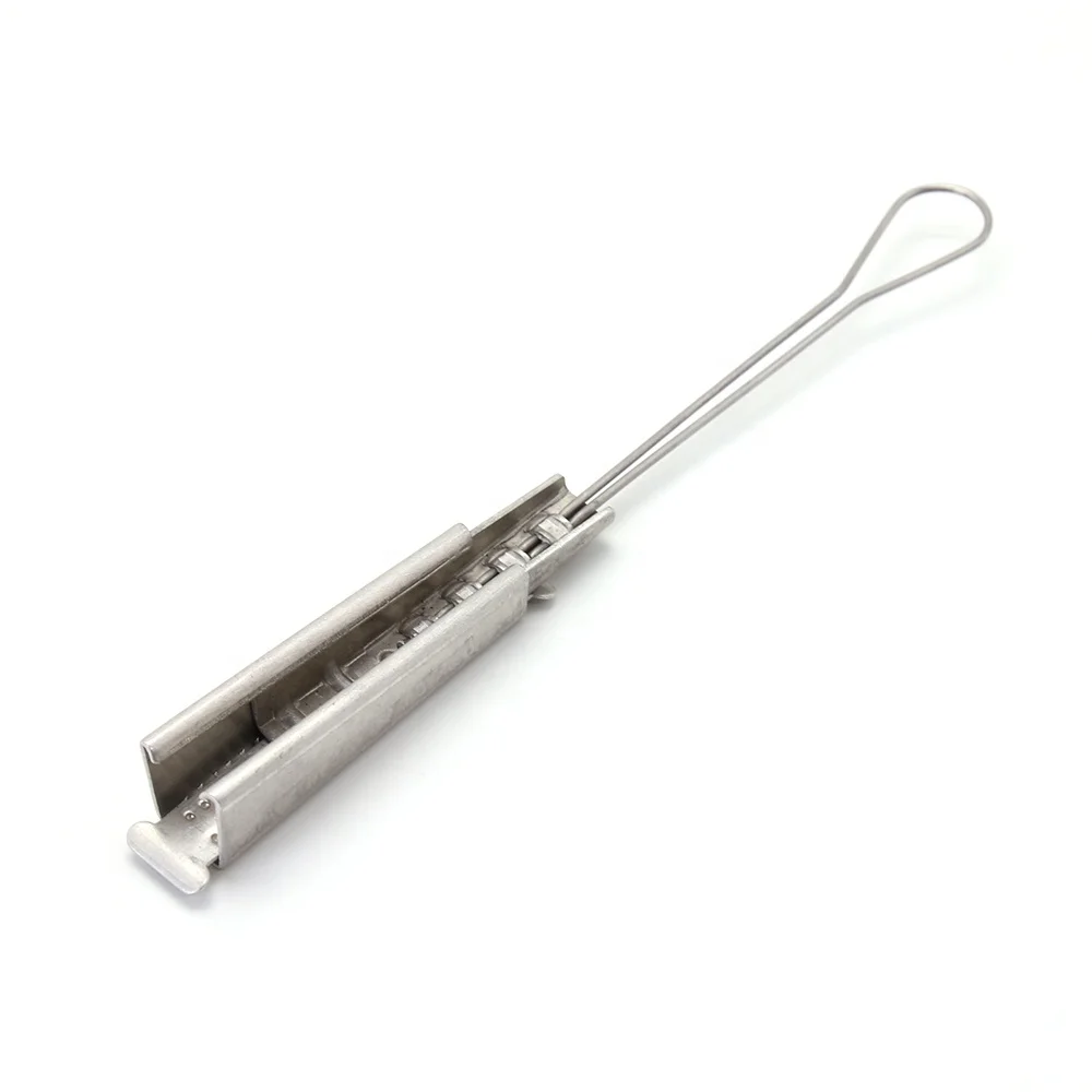 2 Pair Telecom ftth fiber optic tension Stainless Steel Drop Wire Clamp for Aerial Cable