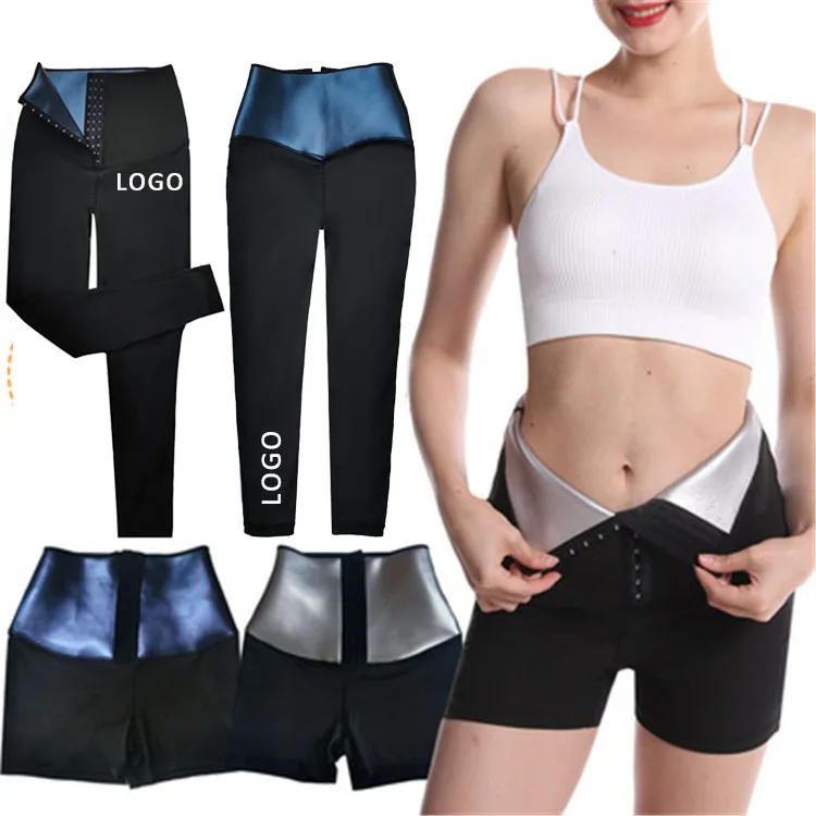 Custom Logo Neoprene Sauna Sweat Pants Women Fitness Lose Weight Tummy Control Waist Trainer Corset Leggings