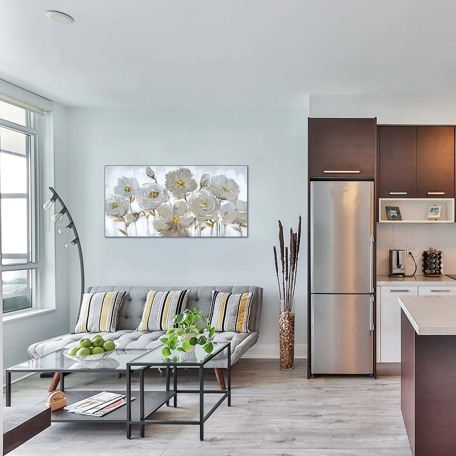 Handmade White Flower Oil Painting Adorns Bedroom Wall Painting Art Picture Abstract Oil Painting