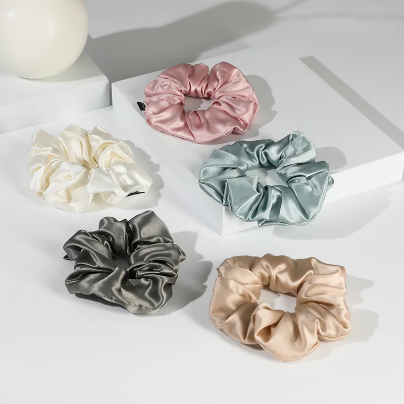 Wholesale Custom Mulberry Silk Scrunchies Hair Ties Big Silk Scrunchie Women