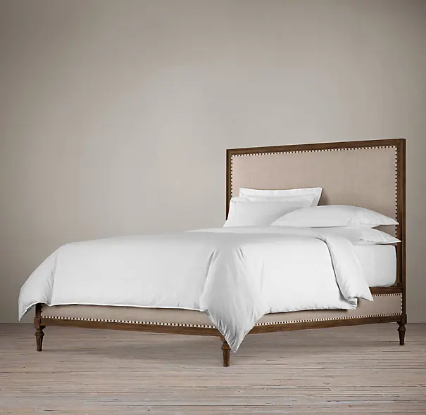 2024 Американская страна Ретро легкая Роскошная простая спальня с высокой спинкой из массива дерева мягкая сумка двуспальная кровать