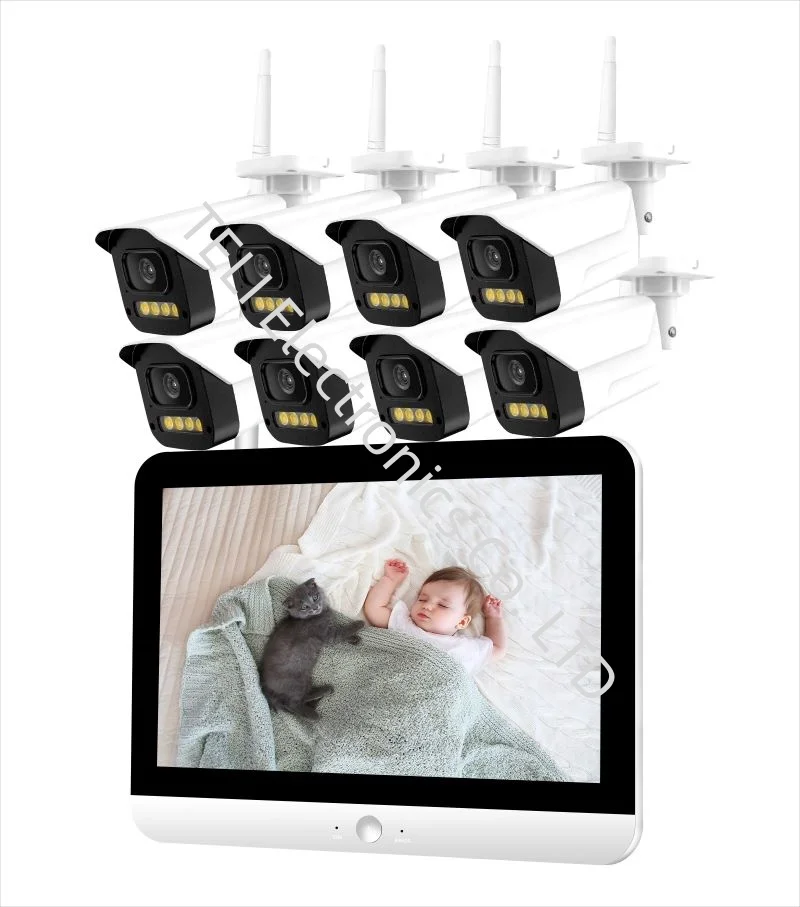 1080P CCTV with screen 8 camera KIT  WIFI wireless security camera