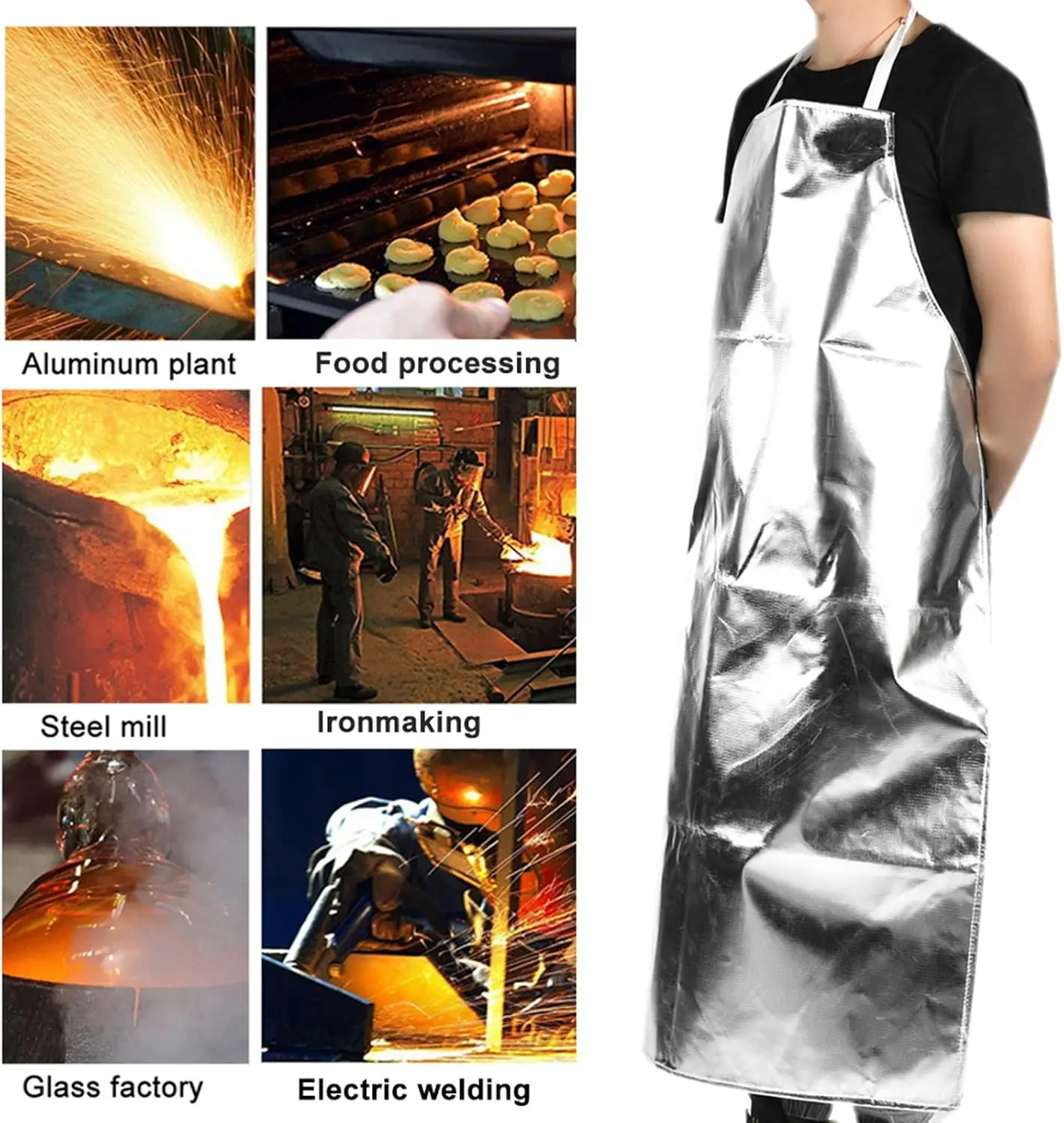Health Gear 1000 Degree Heat Resistant Aluminum Foil Cooking Apron High Temperature Anti-splash Anti-scalding Safety Clothing