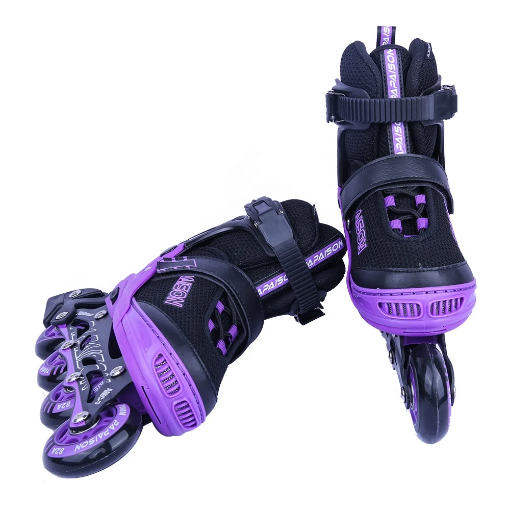 Amazon best seller  brand adjustable plus size purple flashing roller inline skates shoes