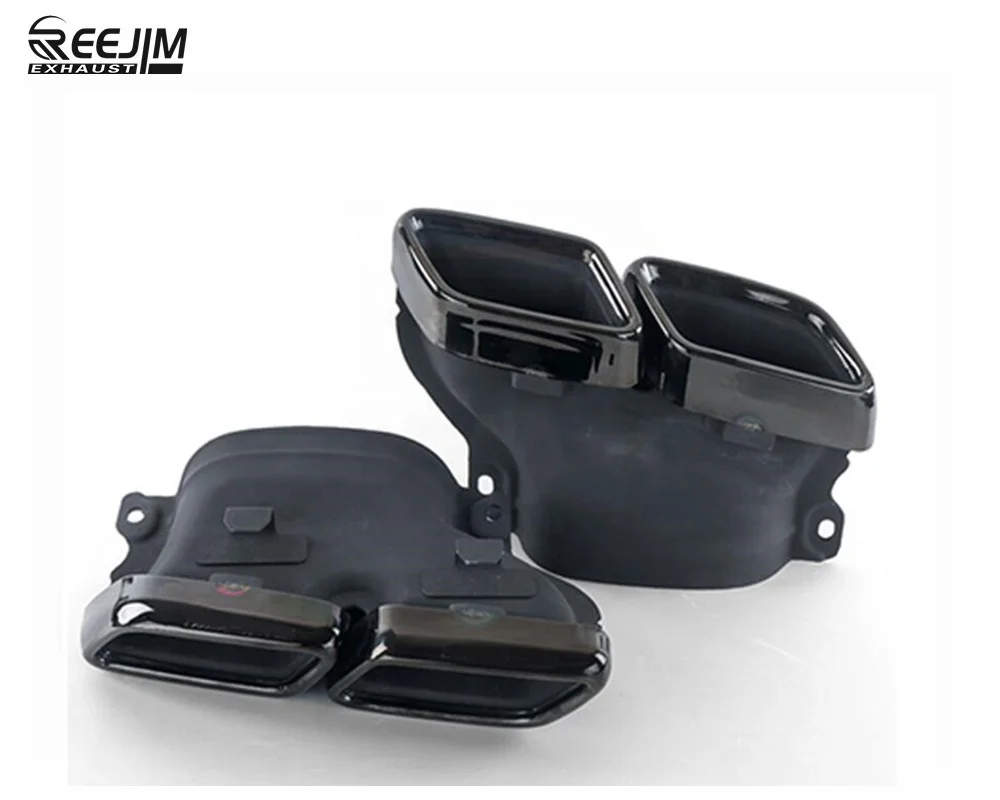 Серебристая/черная выхлопная труба, глушитель, наконечники, задняя труба 304, нержавеющая сталь для Mercedes Benz W205 Class C C200 C300 C260 C180