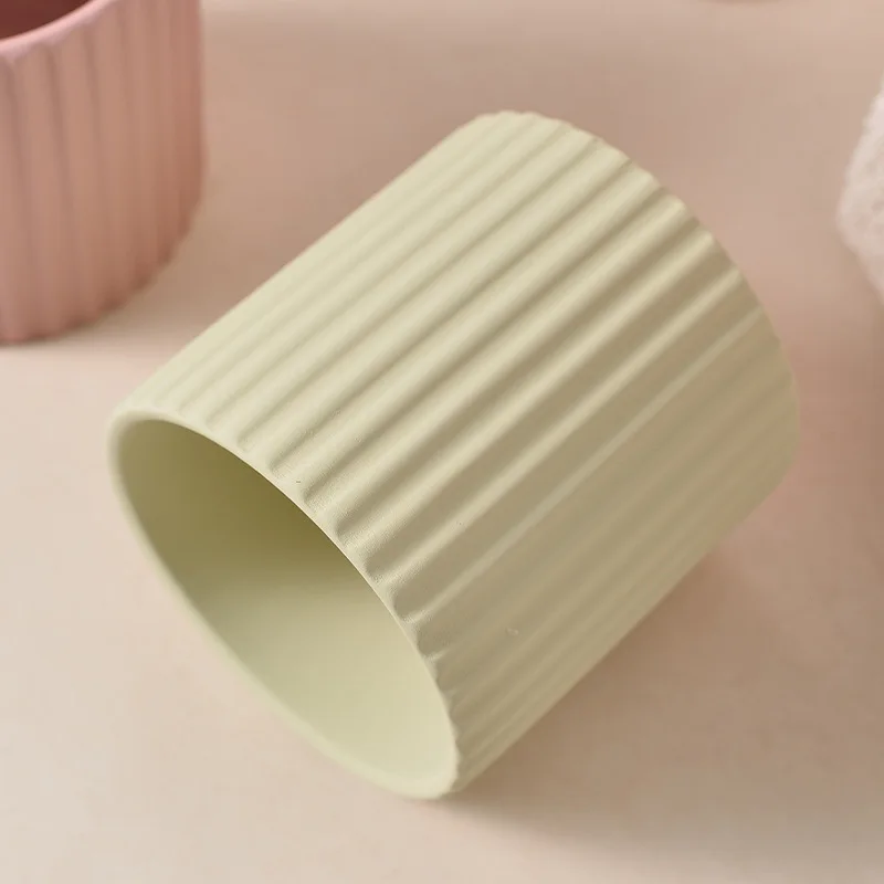 Jinmai Luxury Ribbed Ceramic Candle Jar White Ceramic Candle Jar With Lid