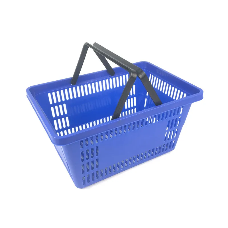 Manufacturer wholesale plastic hanging basket with 2 handles for supermarket