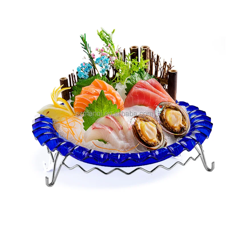 Acrylic Sushi Plate Sashimi Platter Iced Seafood Tray with Sheet for Restaurant Plate Dish Restaurant /home Sashimi Serving