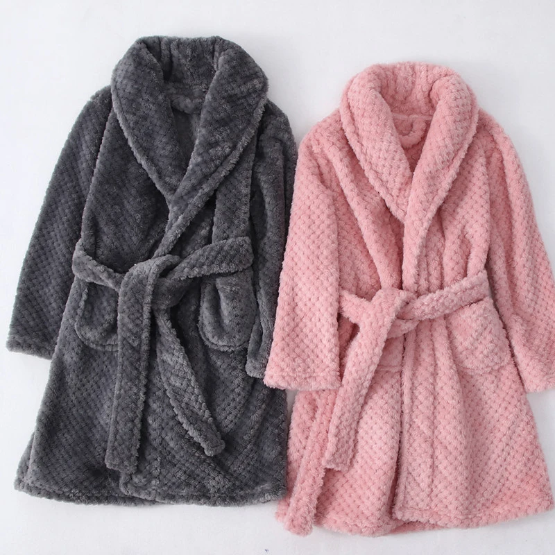 
High Quality Simple Solid Color Custom Baby Bath Robe Kids Bathrobe 