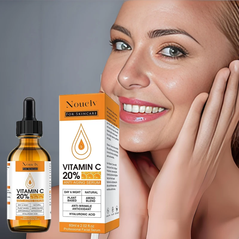 OEM customized 60ML Per Bottle VITAMIN C 20% anti wrinkle whitening anti aging antioxidant SERUM for Women face care