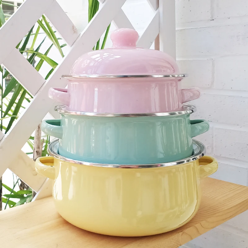 Enamel hetera sweet cottage mint enamel casserole sets ollas de peltre