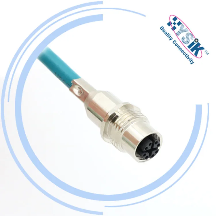 High Flex Panel Mount Connector M12 8 pin Male X Coded to RJ45 Straight Cable Type For Industrial EtherNet