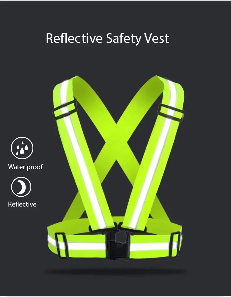 High Visibility Reflective Safety Vest Suspenders Adjustable Belt Outdoor Running Reflective Safety Vest Straps