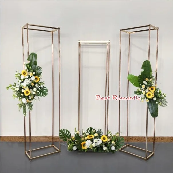 Square Screen Gilded Flower Stand Decor Wall Decorations Base Gold Wedding Arch Sets