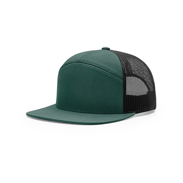 7 Panel Green Snapback Trucker Cap