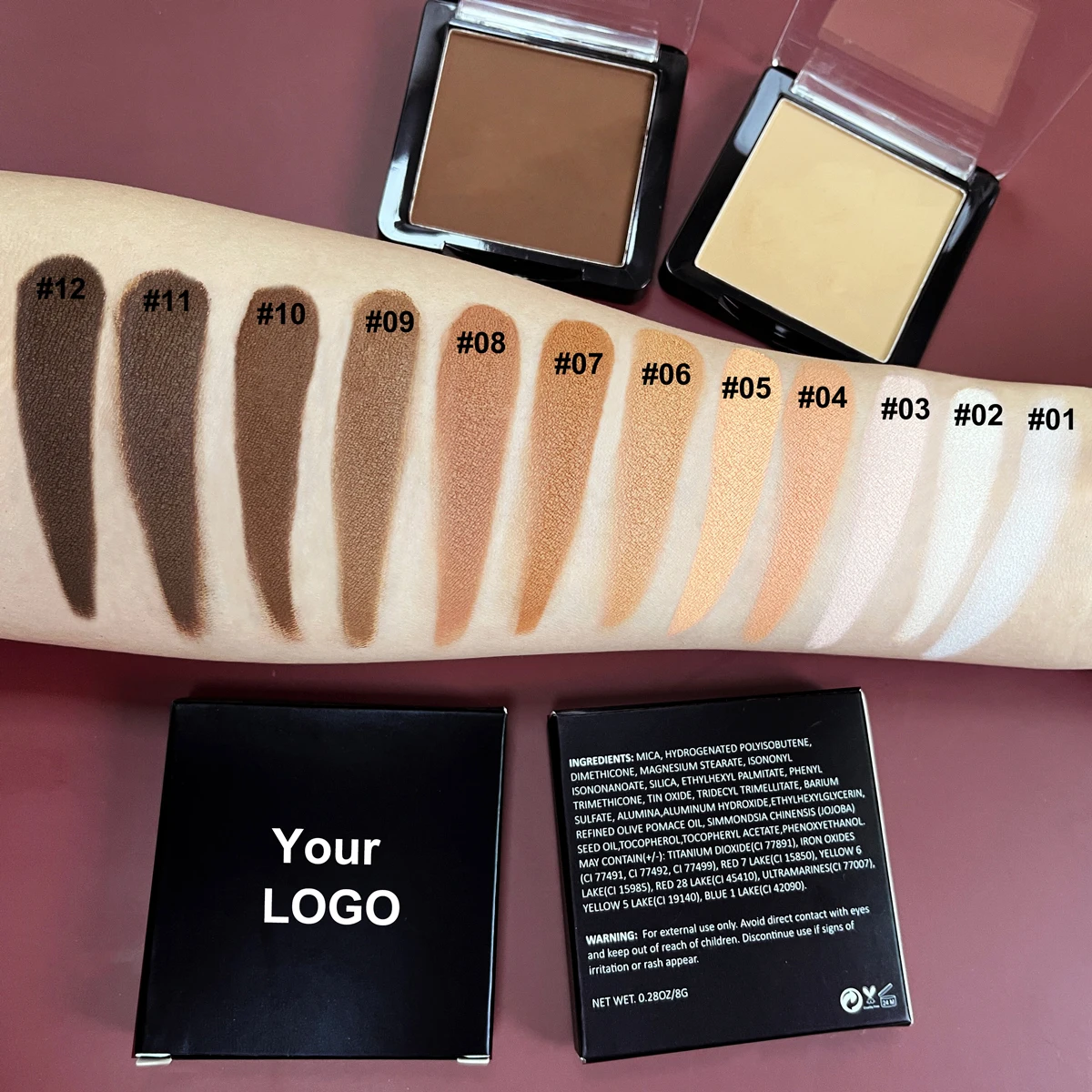 Oem customized private label waterproof face contouring powder matte nude vegan makeup pressed powder