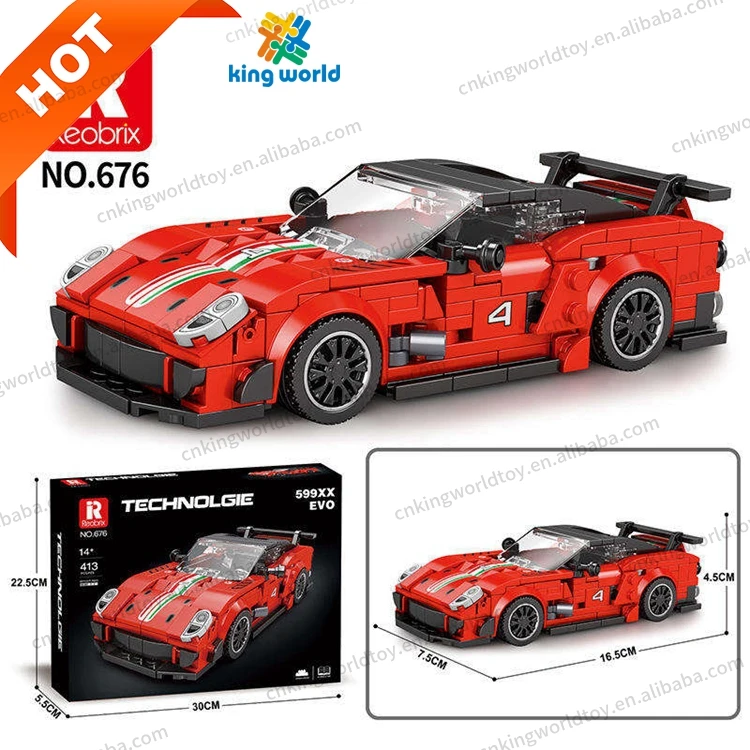 Wholesale Reobrix Block Super Racing Car Model Building Blocks DIY Famous Sport Car Assembly Brick Toys