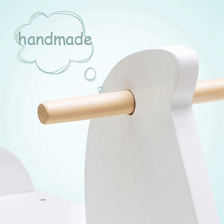 Custom Toddler Ride Animal White Rocker Toy Children Baby Wooden Rocking Horse Toy For Kids