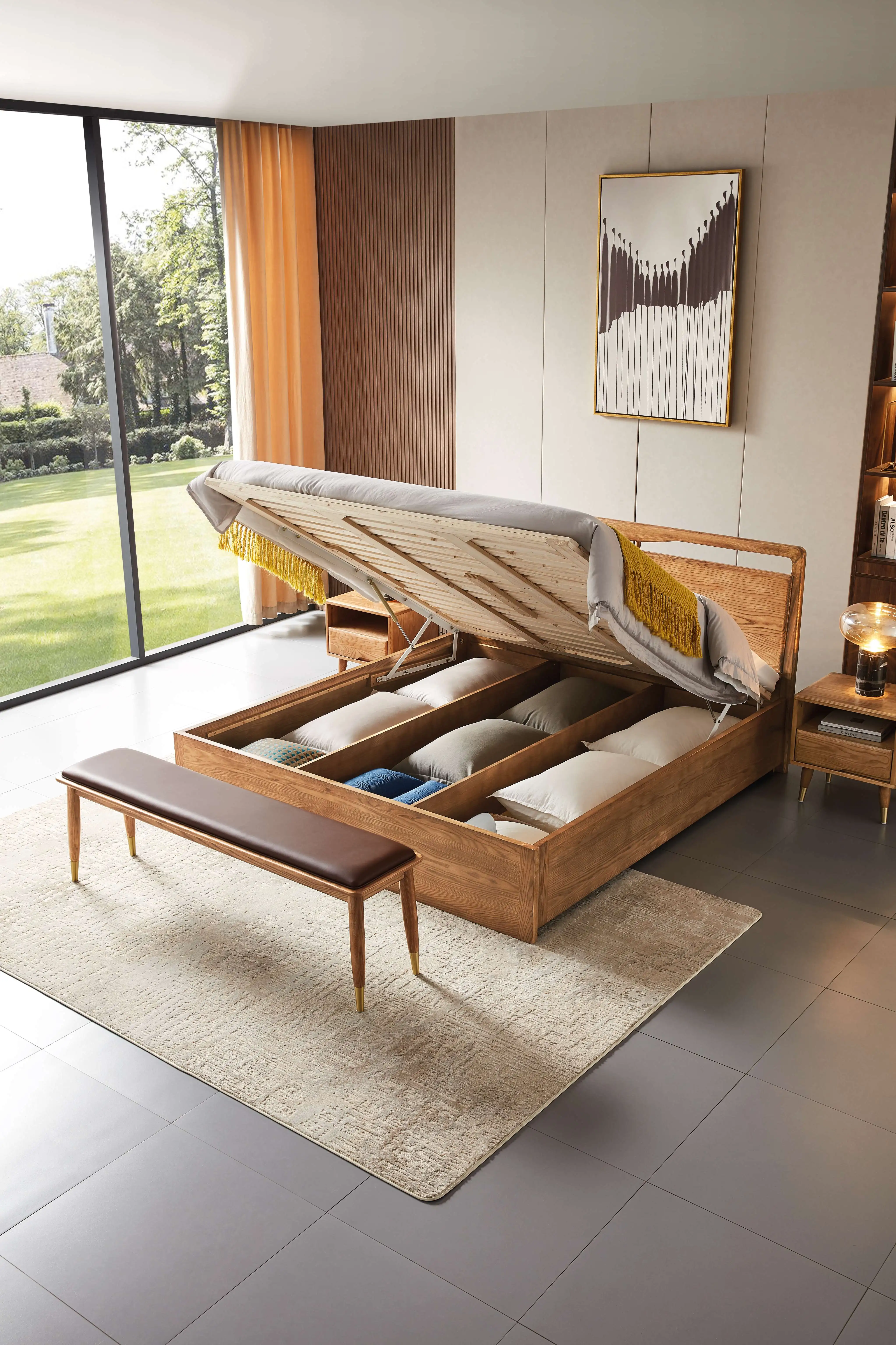 Low Prices Multifunctional Double King Size Bed Solid Wood Bed For Home Bedroom