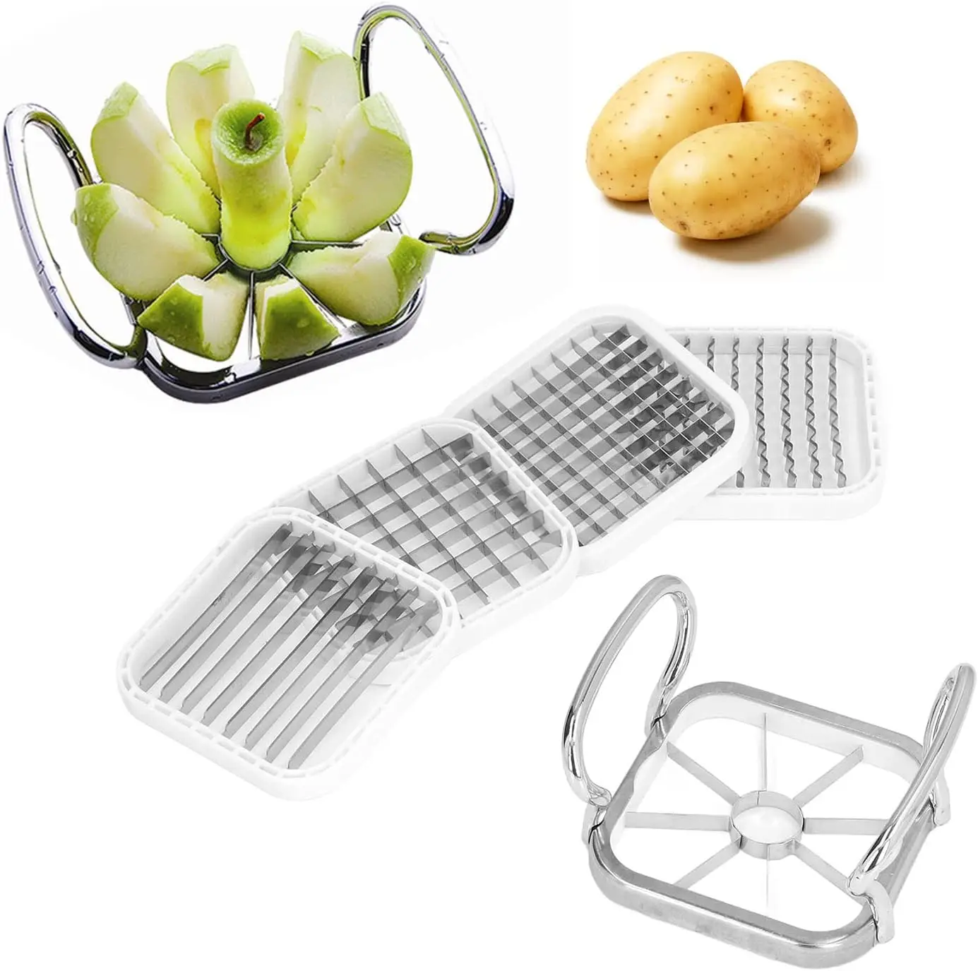 5 in 1 Multifunctional Apple Corer Cutter Stainless Steel Fruit Cutter for Pear Potato Apple Corer Tool Apple Slicer and Corer