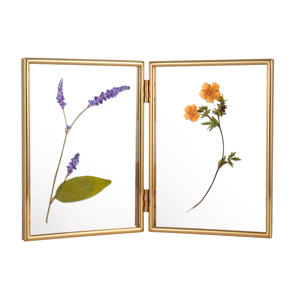 Customized Side by Side Desktop Table Display Glass hinged Metal Folding Picture Photo Frames
