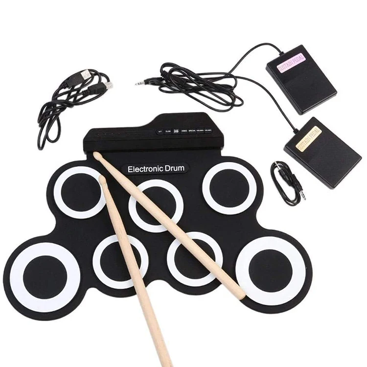 Small Silicone Percussion Full Kids Drums Set Toys Portable Electronic Drum Set