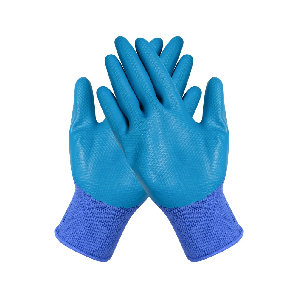 Hot selling Wear-resistant latex gloves Nylon Safety Rubber Coated Gloves 13 Gauge 60g/Pair Latex gloves For Heavy Duty Working