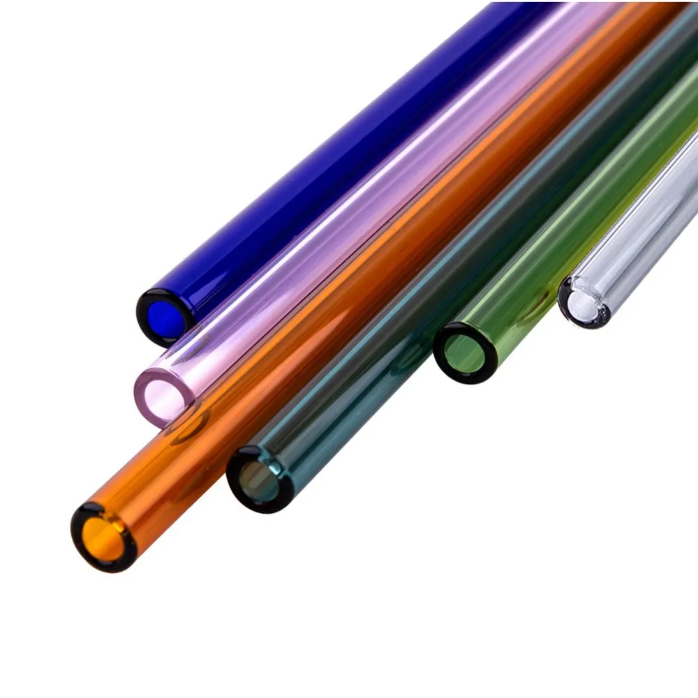 Цветная стеклянная соломинка с логотипом Boba, цветная соломинка из боросиликатного кристалла, многоразовая дизайнерская соломинка из питьевого стекла/