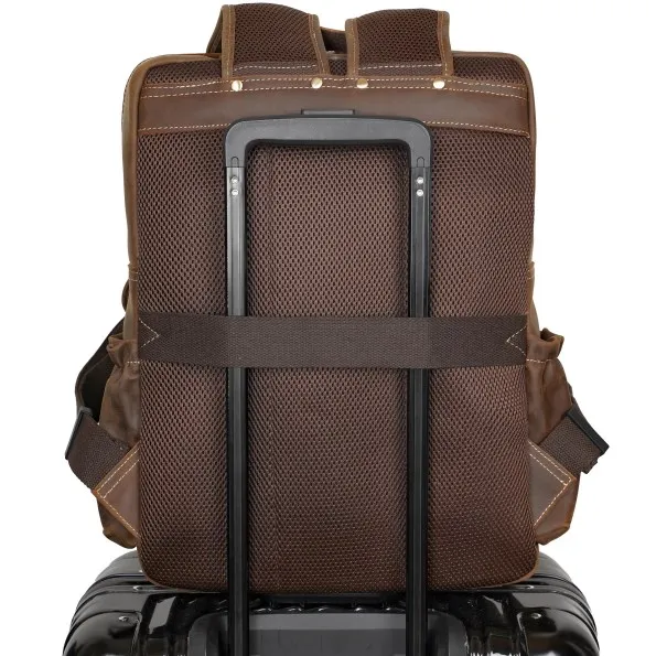 OEM Male Backpack Luggage Band Single Compartment Luxury Cowhide Leather Backpack for Women Men