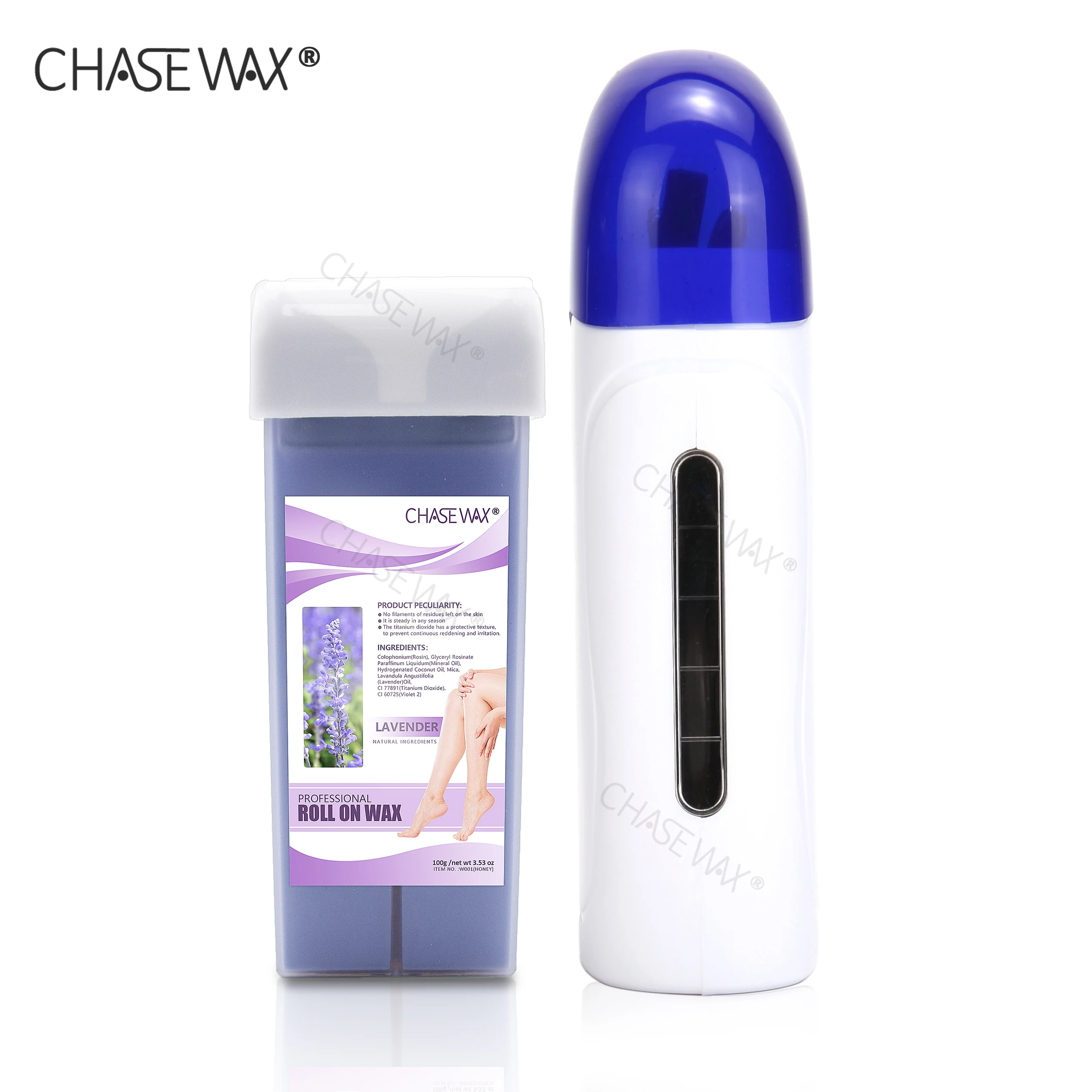 Brazilian Roll-on Wax for Hair Removal Painless Cartridge Depilatory Wax for Legs Underarms Waxing Lavender 100g