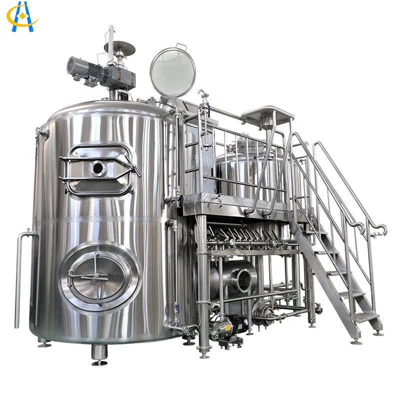 Pub  use 600l 700l 800l  1000l factory stainless steel beer brewing equipment  with operating platform