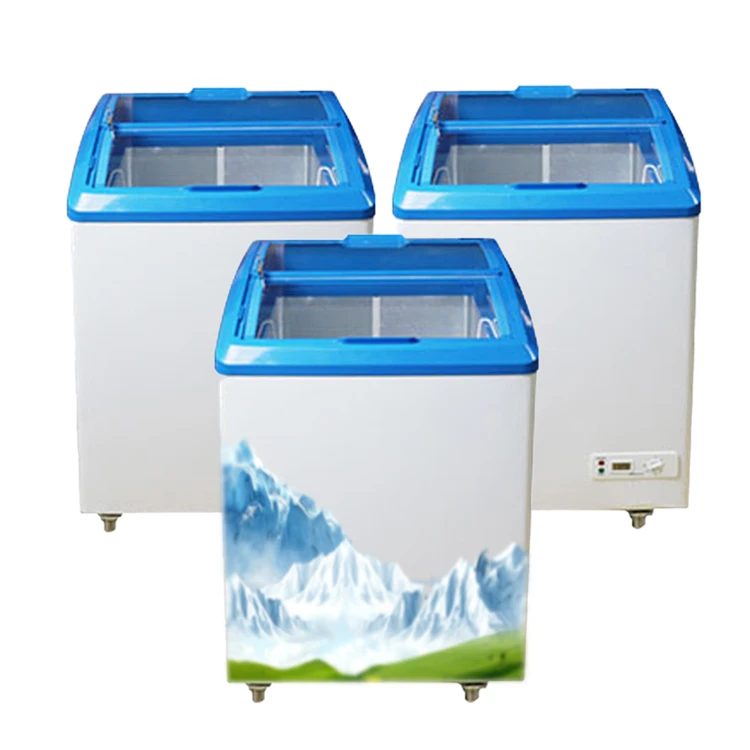 Kolice Free delivery/express to door 2 baskets single temperature glass open door ice cream showcase chest freezer