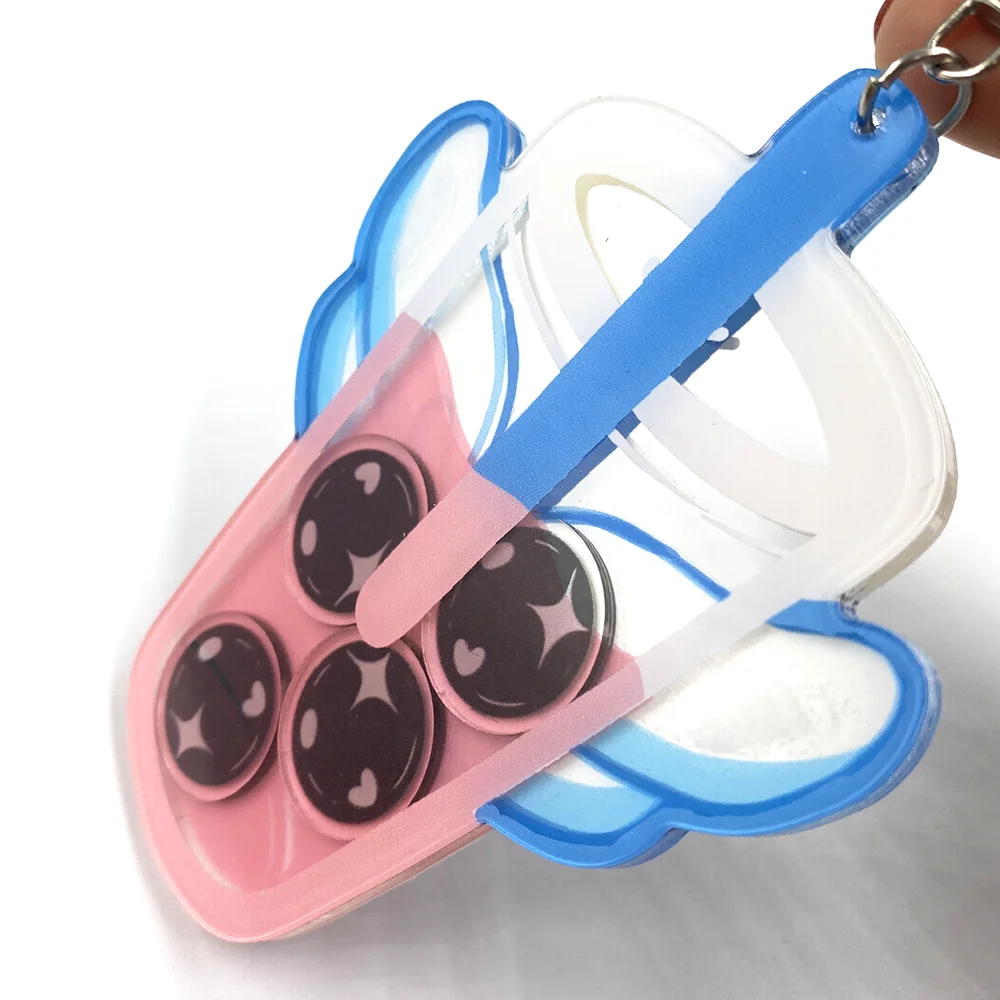 Customized Combined Printed Shaking Moving Anime Acrylic Charms with Small Shaker Keychains