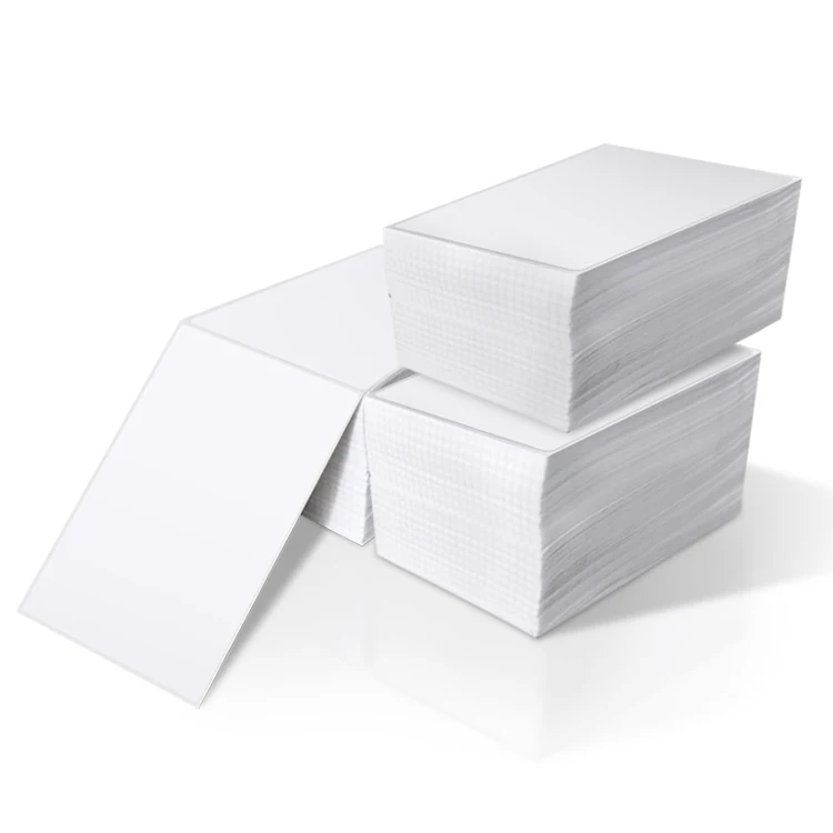 Fanfold Direct Thermal Label 4 X 6 for Zebra Shipping Labels 1000 Per Stack White Permanent