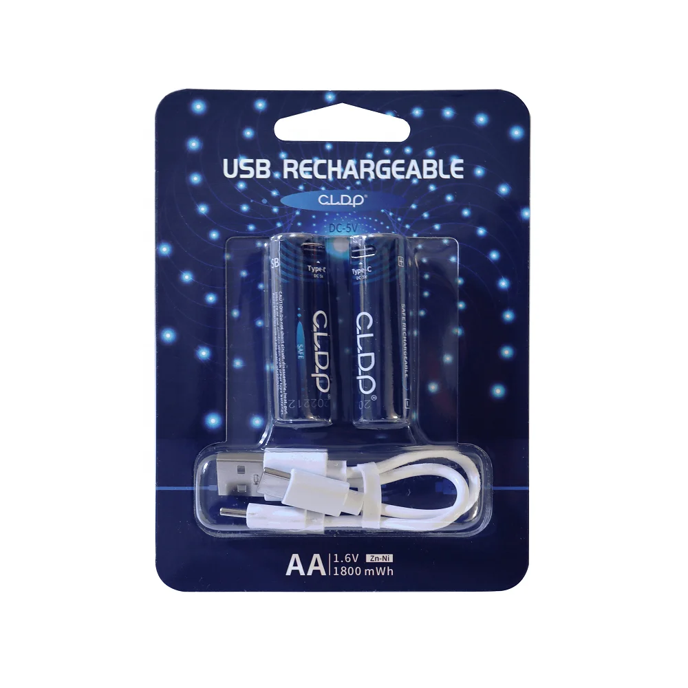 High capacity usb aa rechargeable batteries rechargeable built in usb 1.5v aa NiZn battery